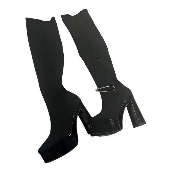 Gianni Bini JARVIS Stretch Knit Over-the-Knee Platform Boots Black Size 6 NEW - Picture 3 of 13